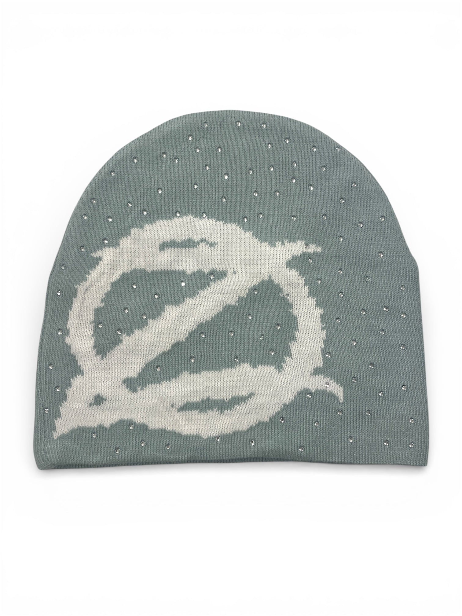 GREY RHINESTONE BEANIE