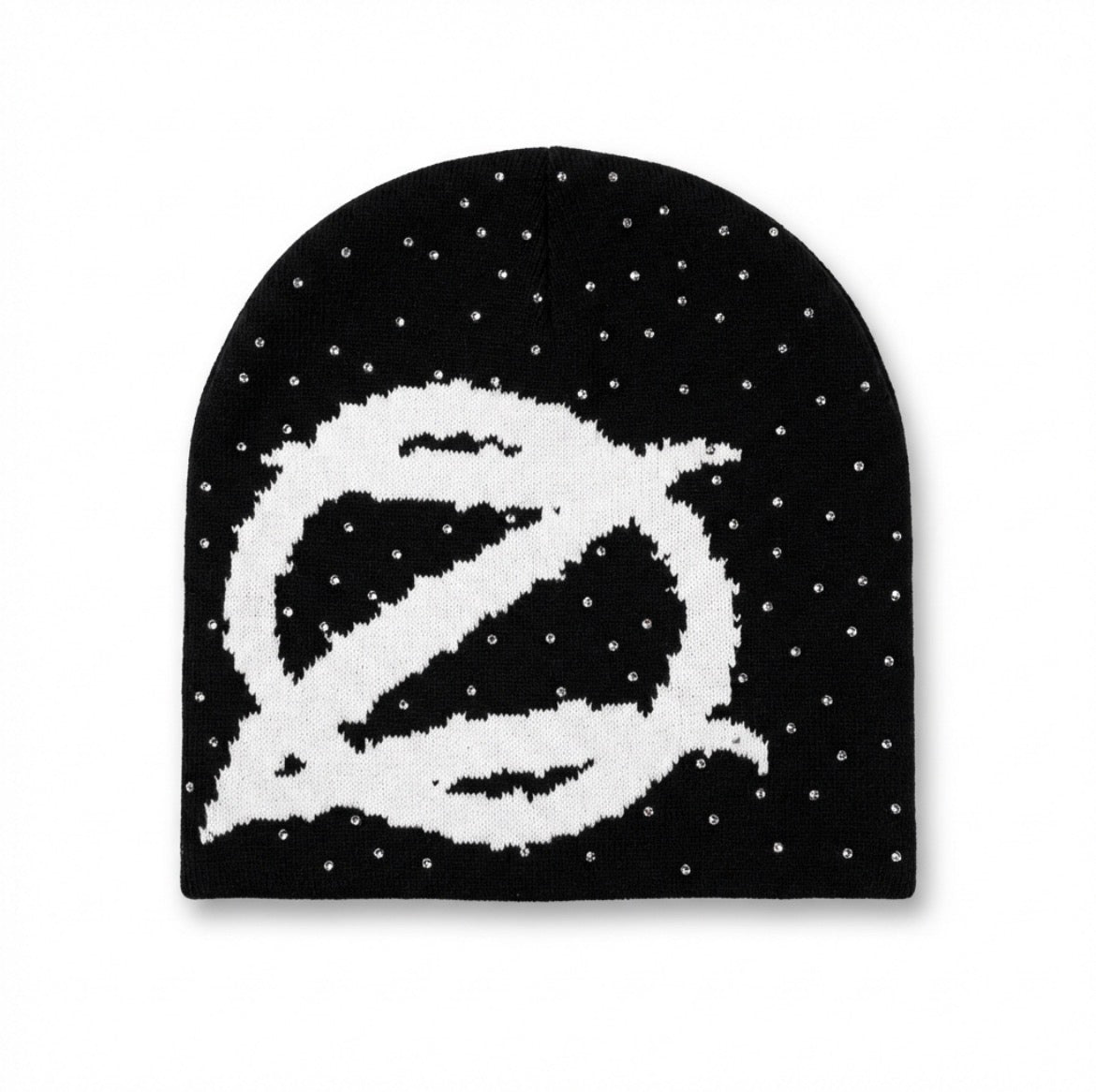 BLACK RHINESTONE BEANIE
